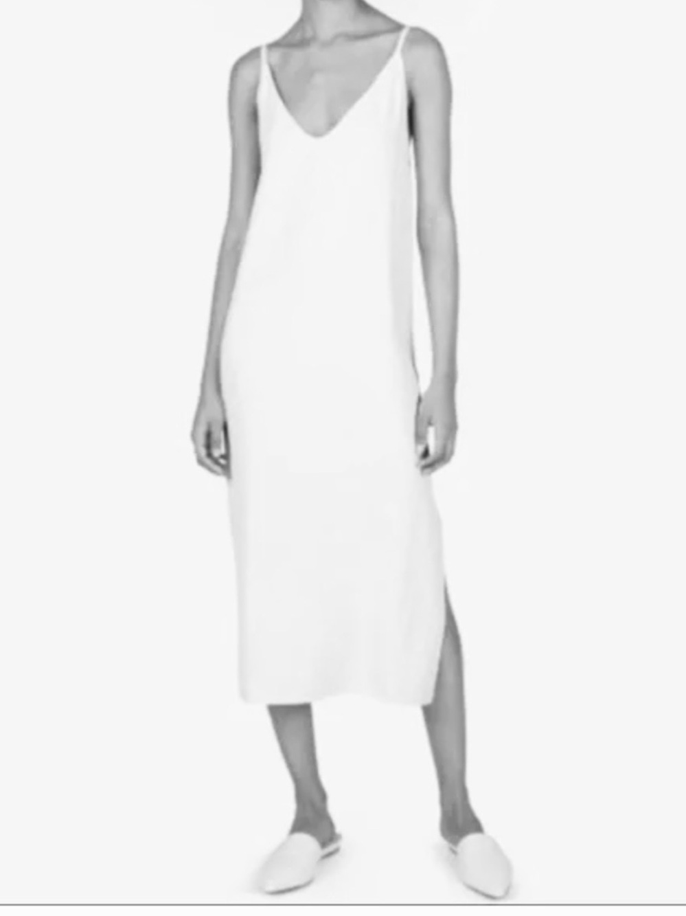 Everlane White Japanese GoWeave Long Slip Dress